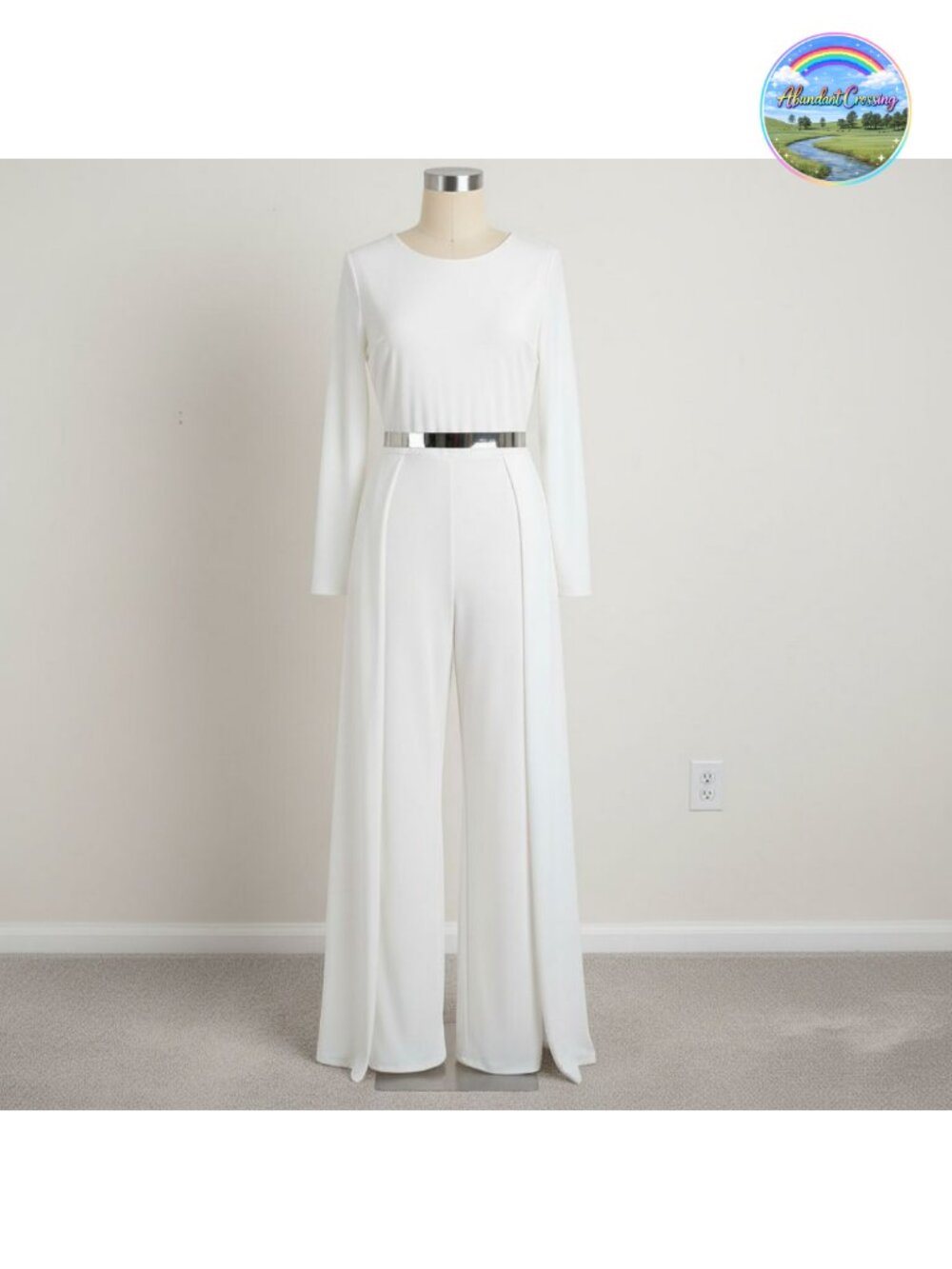 Satin Long Sleeve Embellished Jumpsuit High-Waist Romper